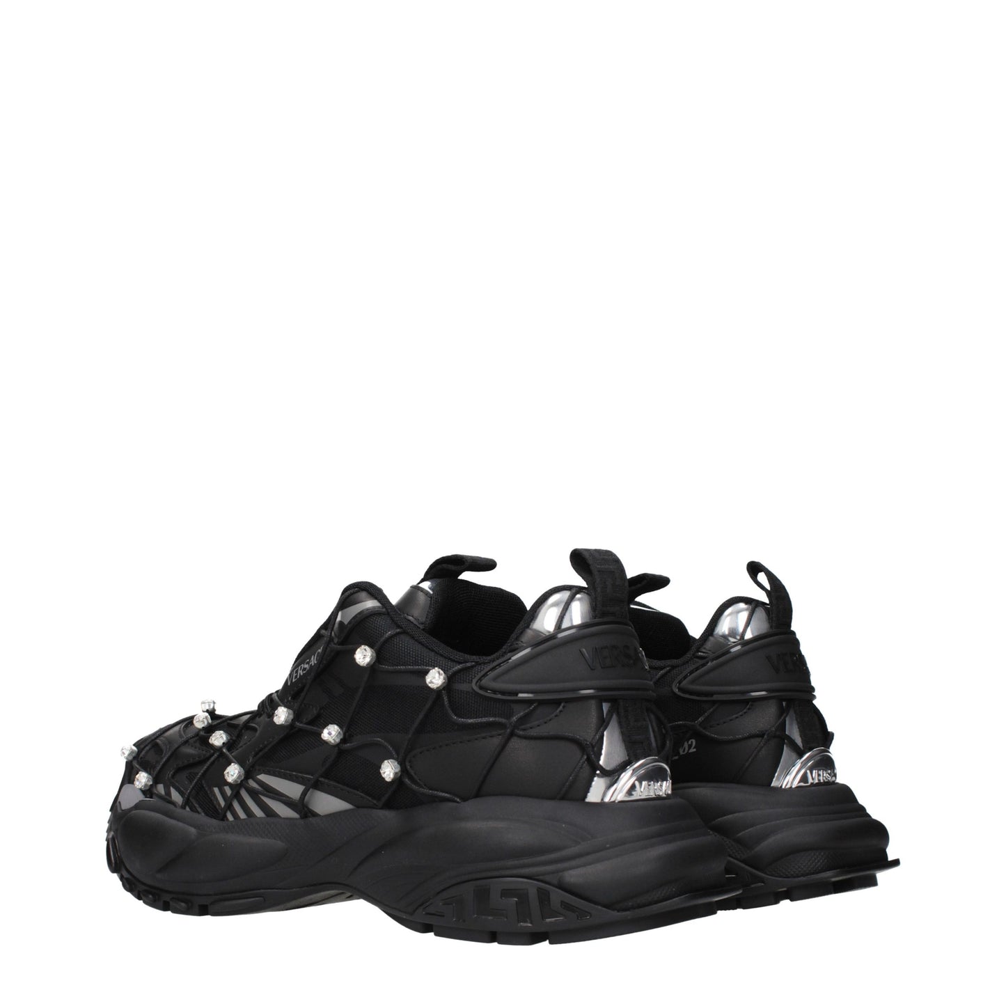 Versace Schwarze Stoff-Sneaker mit klobiger Sohle