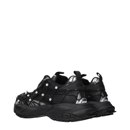 Versace Schwarze Stoff-Sneaker mit klobiger Sohle