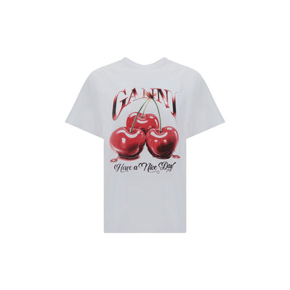 Ganni Weißes Baumwoll-T-Shirt
