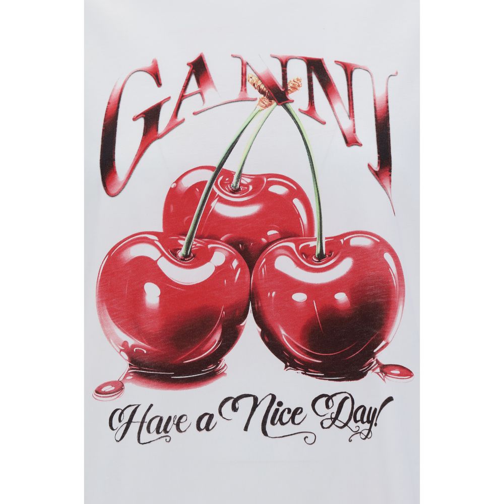 Ganni Weißes Baumwoll-T-Shirt