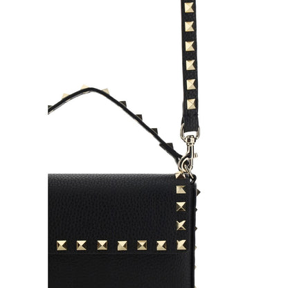 Valentino Garavani Schwarze Bos Taurus Kalbsleder Schultertasche