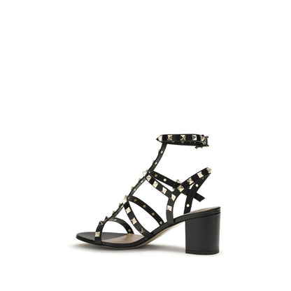 Valentino Garavani Schwarze Bos Taurus Kalbsleder Riemchen-Sandalen