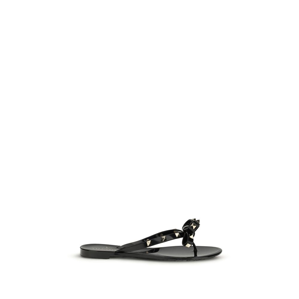 Valentino Garavani Schwarze Flip-Flop-Sandalen aus Baumwolle