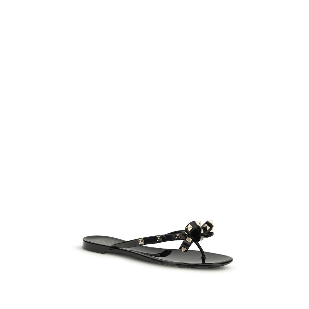 Valentino Garavani Schwarze Flip-Flop-Sandalen aus Baumwolle