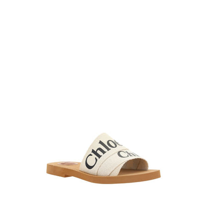 Chloé Weiße flache Sandalen aus Baumwolle