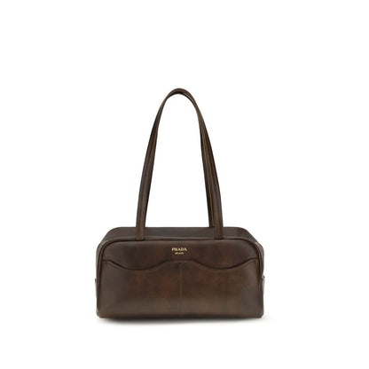 Prada Braune Kalbsleder Bos Taurus Schultertasche