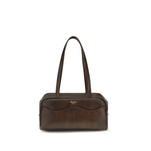 Prada Braune Kalbsleder Bos Taurus Schultertasche