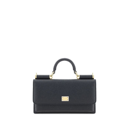Dolce & Gabbana Schwarze Bos Taurus Kalbsleder Schultertasche