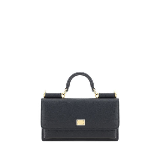 Dolce & Gabbana Schwarze Bos Taurus Kalbsleder Schultertasche