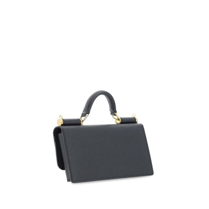 Dolce & Gabbana Schwarze Bos Taurus Kalbsleder Schultertasche