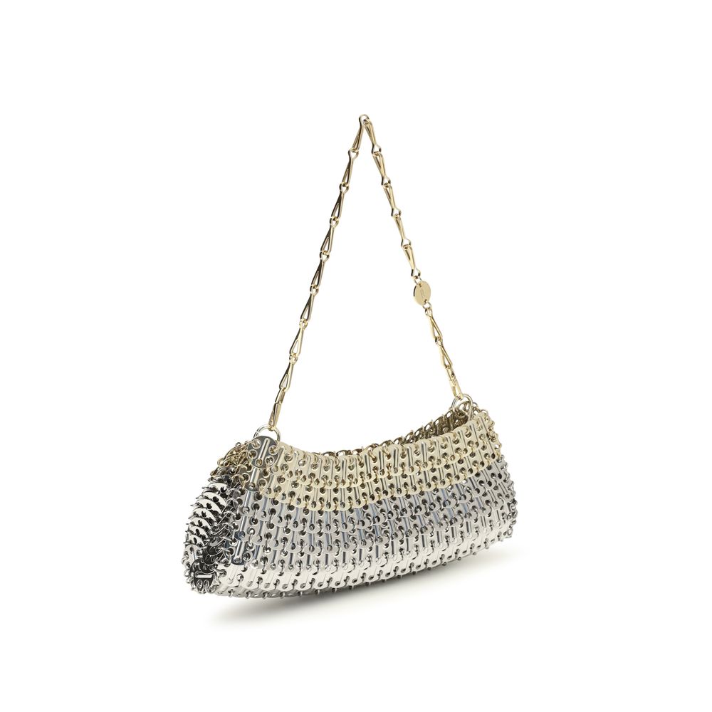 Rabanne Silberne Messing-Schultertasche