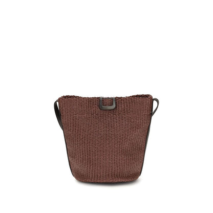 Brunello Cucinelli Schultertasche aus bordeauxfarbener Baumwolle