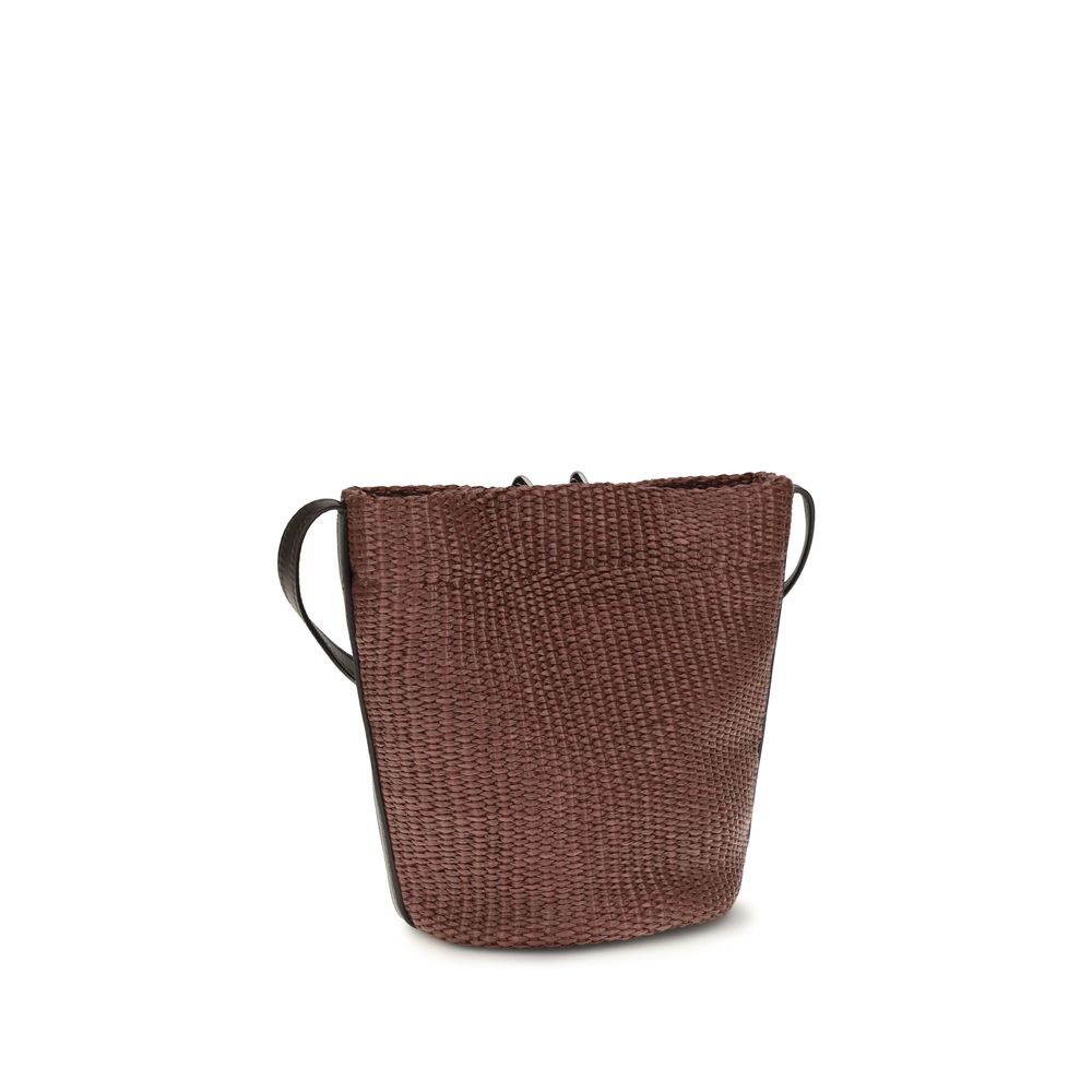 Brunello Cucinelli Schultertasche aus bordeauxfarbener Baumwolle
