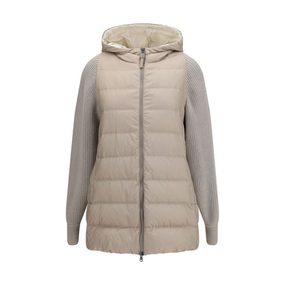 Brunello Cucinelli Graue Polyester-Jacke in voller Länge