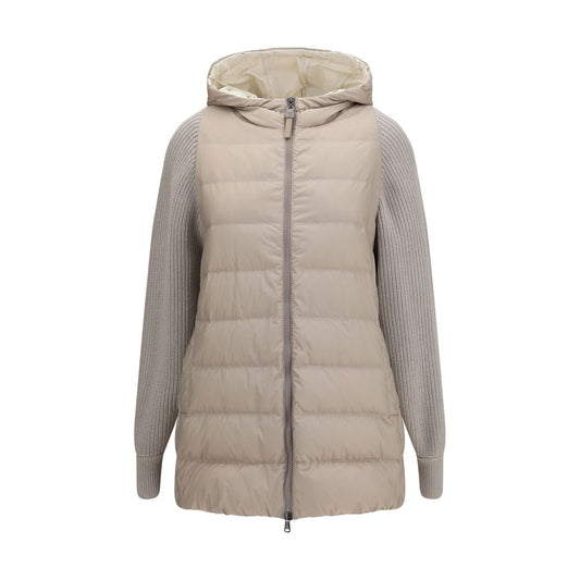 Brunello Cucinelli Graue Polyester-Jacke in voller Länge