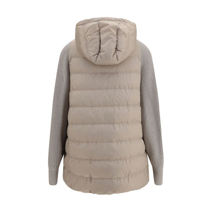 Brunello Cucinelli Graue Polyester-Jacke in voller Länge