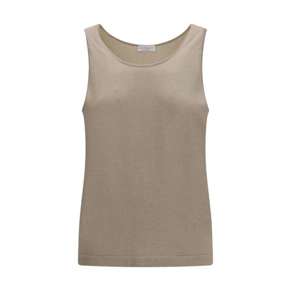 Brunello Cucinelli Beige Kaschmir-Tanktop ohne Ärmel