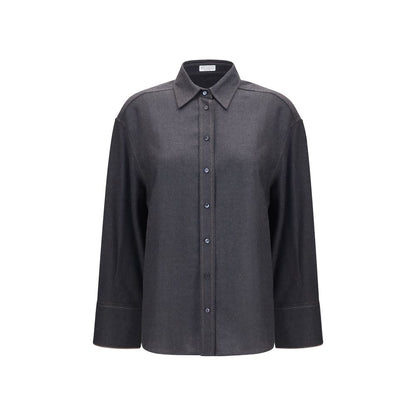Brunello Cucinelli Graues Wollhemd Oves Aries