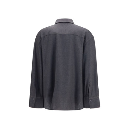Brunello Cucinelli Graues Wollhemd Oves Aries