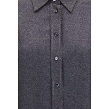 Brunello Cucinelli Graues Wollhemd Oves Aries