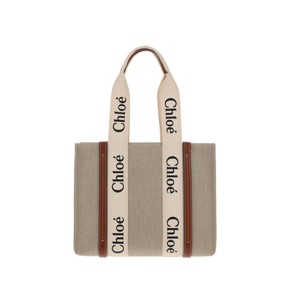Chloé Beige Leinen Handtasche