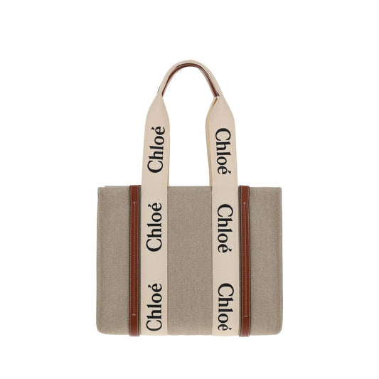 Chloé Beige Leinen Handtasche