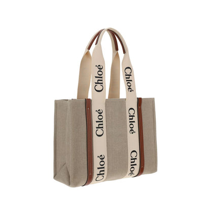 Chloé Beige Leinen Handtasche
