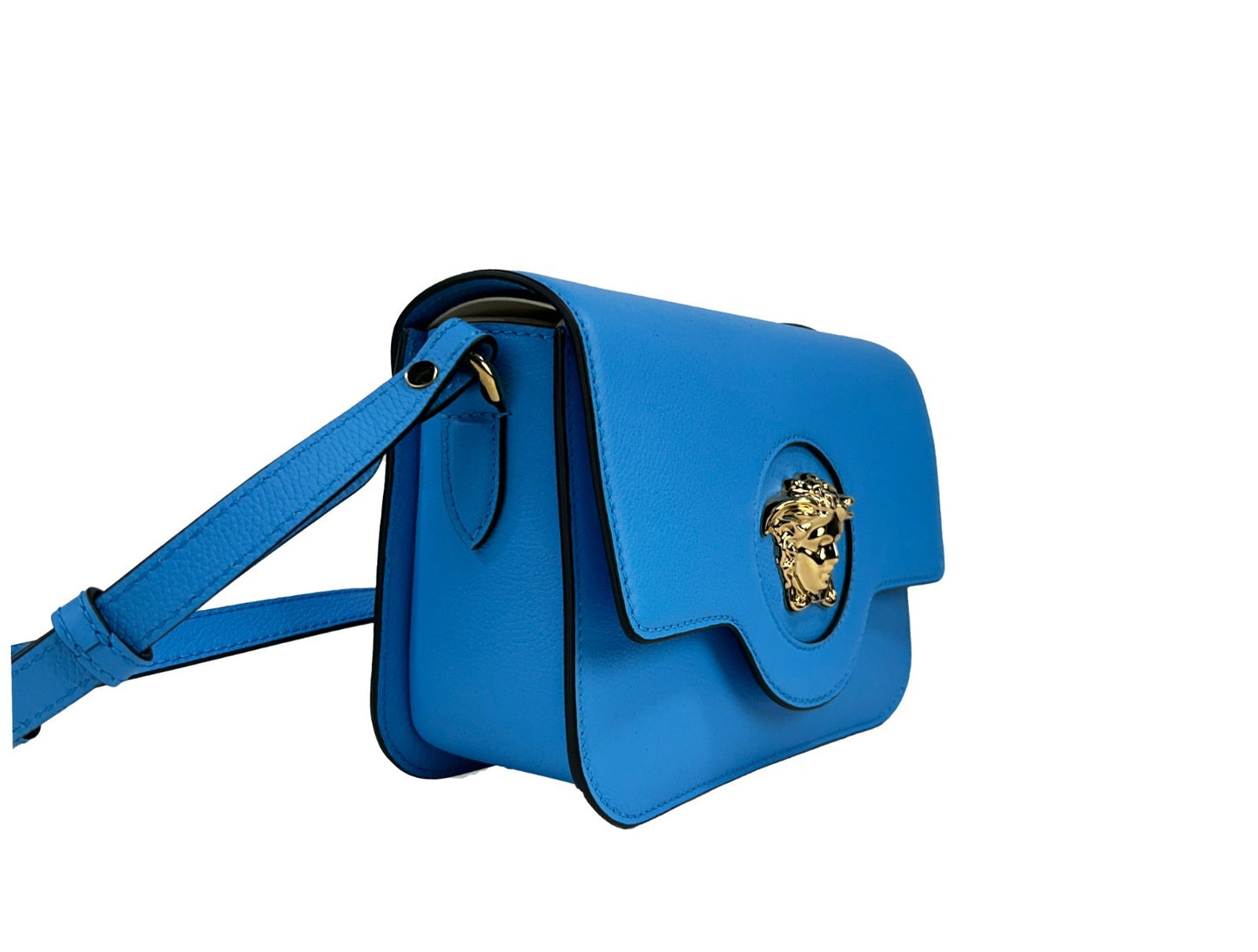 Versace La Medusa Umhängetasche aus blauem Leder