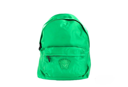 Versace Großer Rucksack aus hellgrünem Nylon mit Medusa-Motiv