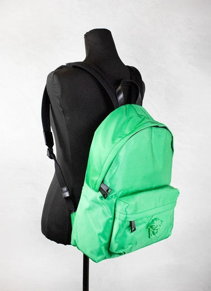 Versace Großer Rucksack aus hellgrünem Nylon mit Medusa-Motiv