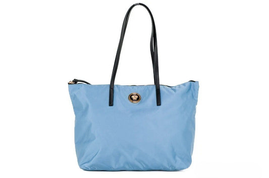 Versace Portuna Medusa Medium Henkeltasche Kornblumenblau Nylon Leder