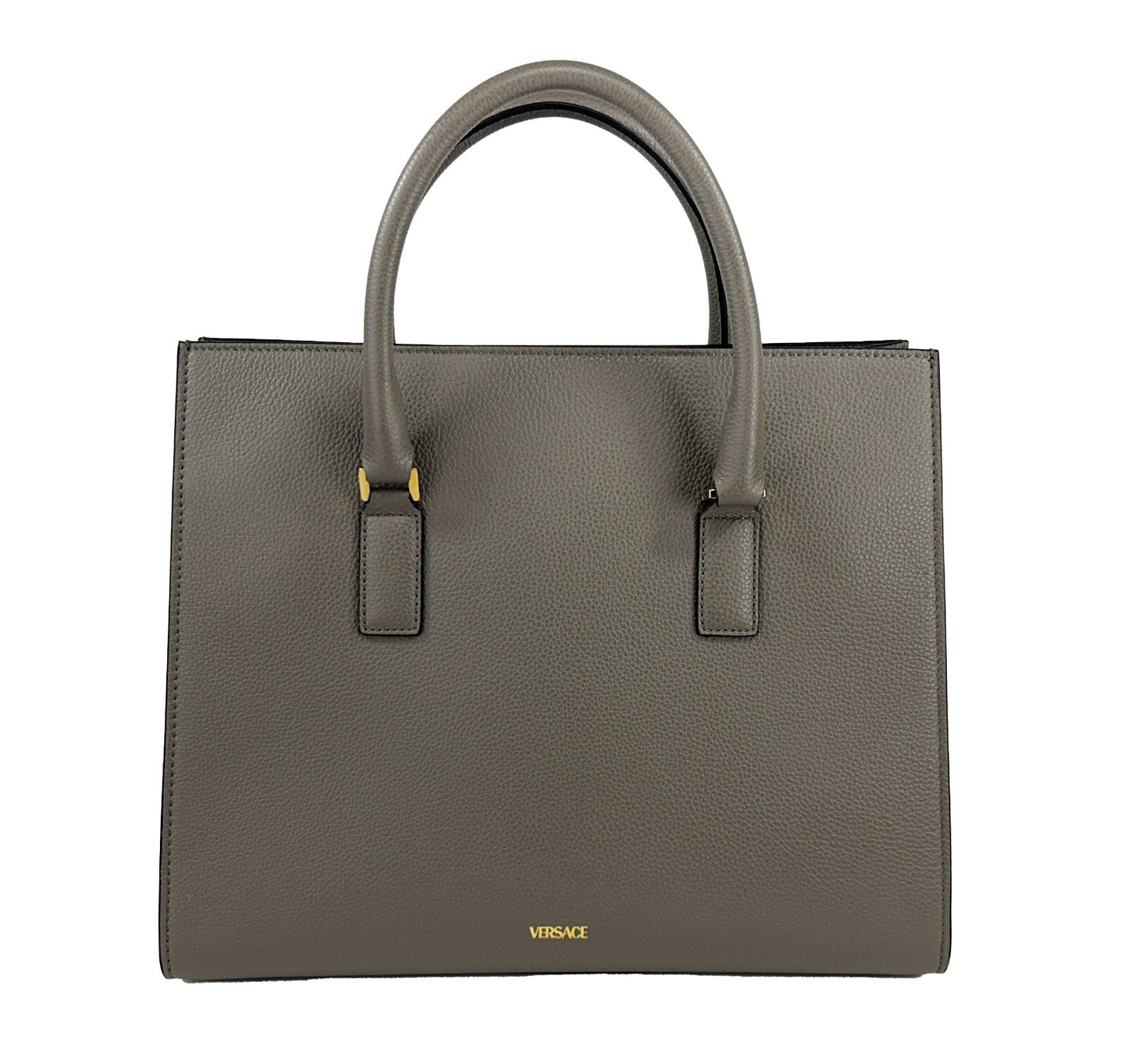 Versace Virtus Große Leder Henkeltasche Tote Grau