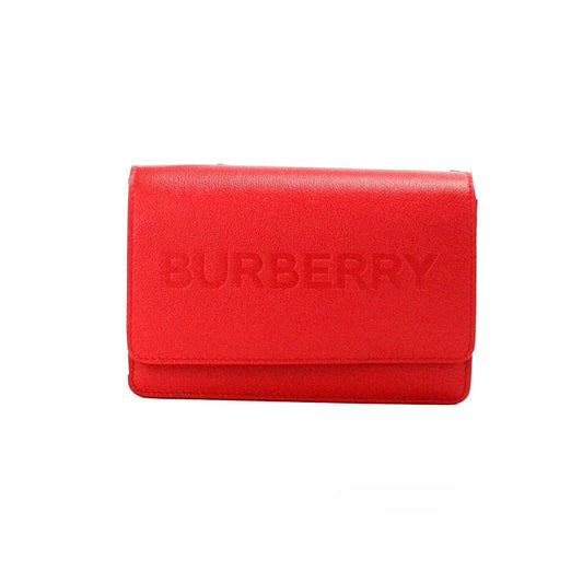 Burberry Hampshire Kleine Umhängetasche aus rotem Glattleder mit geprägtem Logo