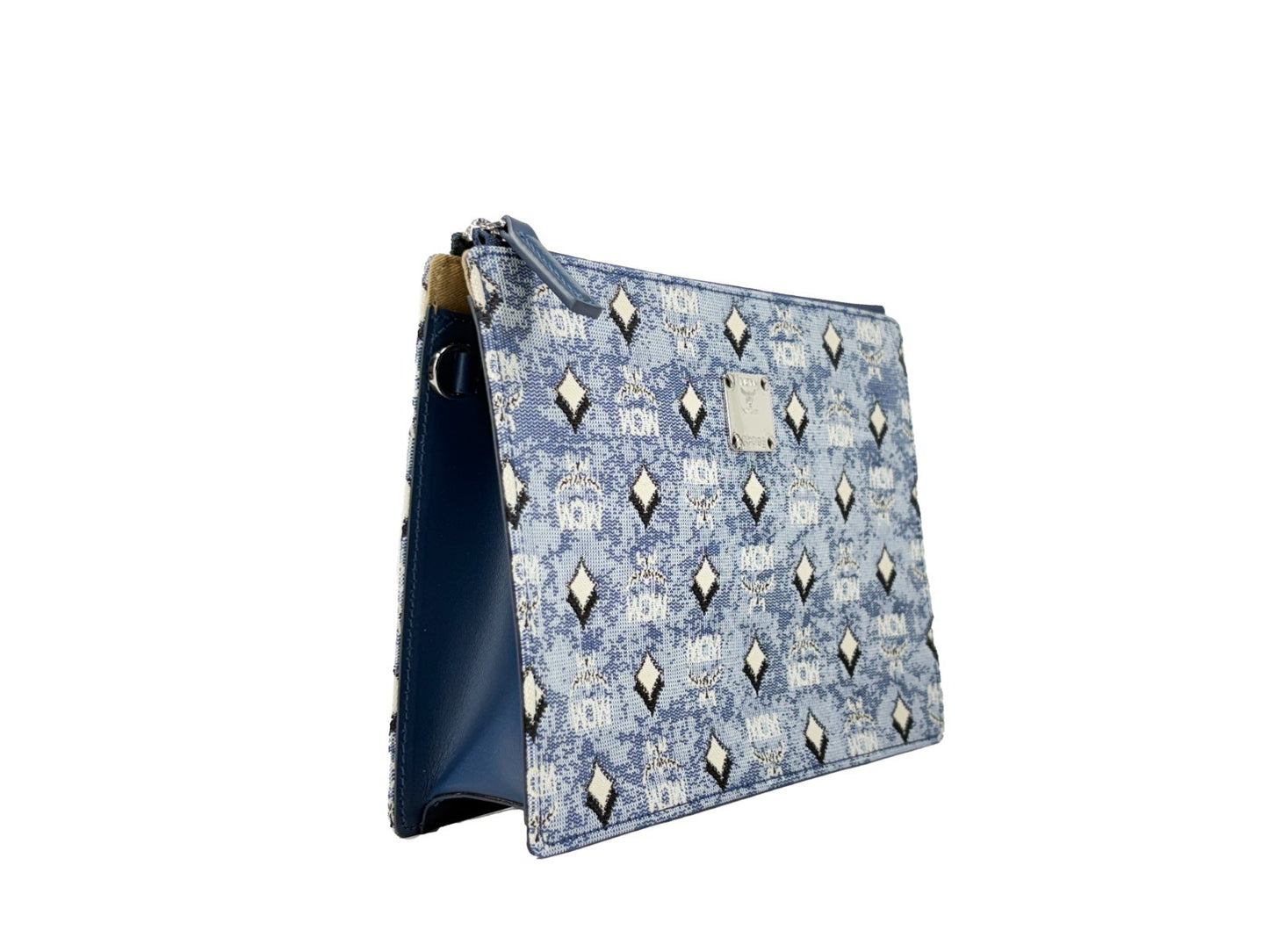 MCM Aren Flat Pouch Denim Umhängetasche
