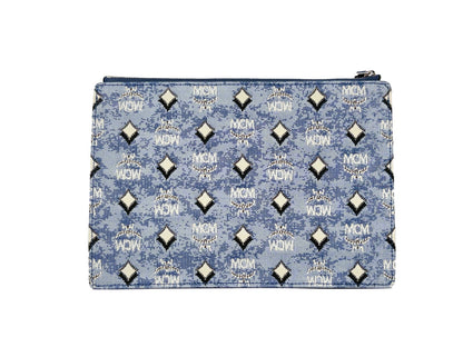 MCM Aren Flat Pouch Denim Umhängetasche