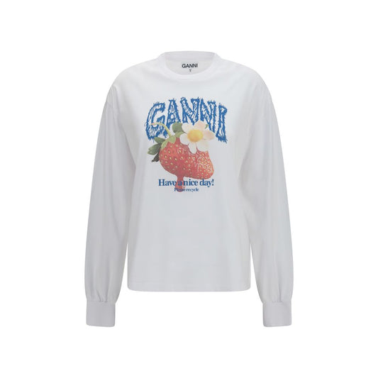 Ganni Weißes Baumwoll-Sweatshirt