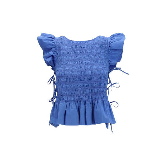 Ganni Blaue Baumwollbluse