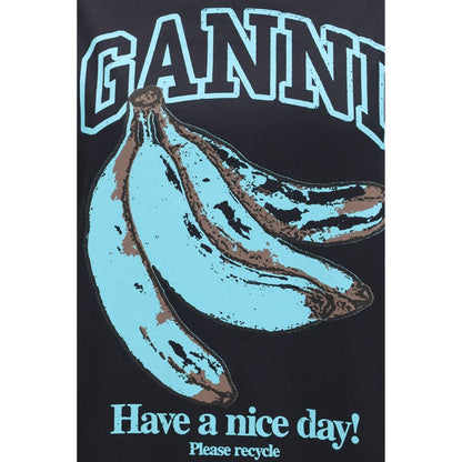 Ganni Schwarzes Baumwoll-T-Shirt