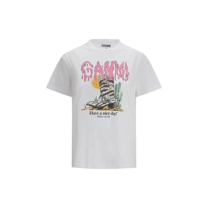 Ganni Weißes Baumwoll-T-Shirt