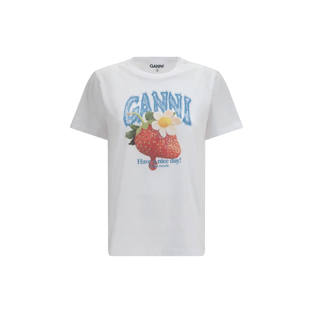 Ganni Weißes Baumwoll-T-Shirt