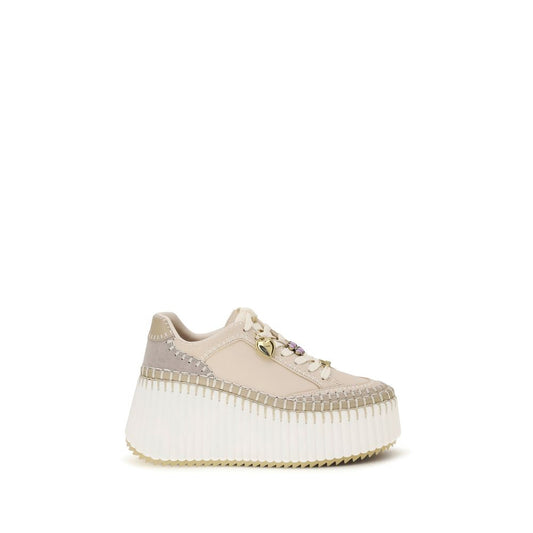Chloé Beige Kalbsleder Bos Taurus Plateau-Sneaker