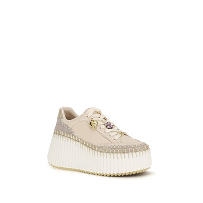Chloé Beige Kalbsleder Bos Taurus Plateau-Sneaker