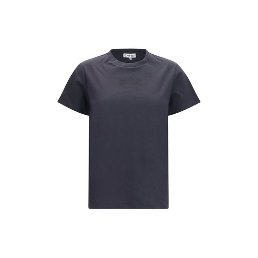 Ganni Schwarzes Baumwoll-T-Shirt