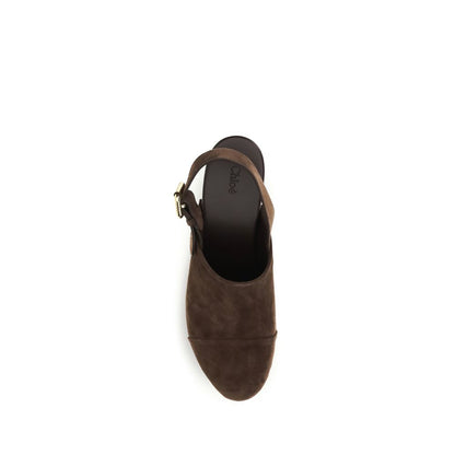 Chloé Braune Kalbsleder Bos Taurus Clogs