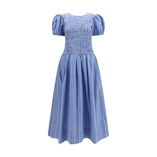 Ganni Blaues Baumwoll-Freizeitkleid
