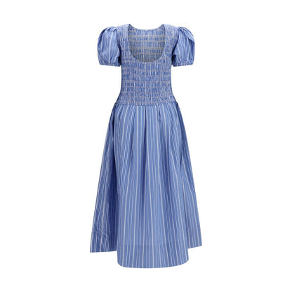 Ganni Blaues Baumwoll-Freizeitkleid