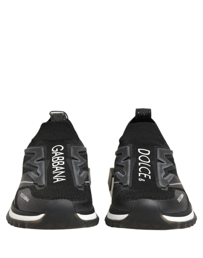 Dolce & Gabbana Schwarze und Weiße Sorrento Slip-On Logo Sneaker Schuhe