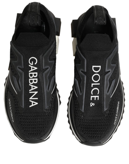Dolce & Gabbana Schwarze und Weiße Sorrento Slip-On Logo Sneaker Schuhe