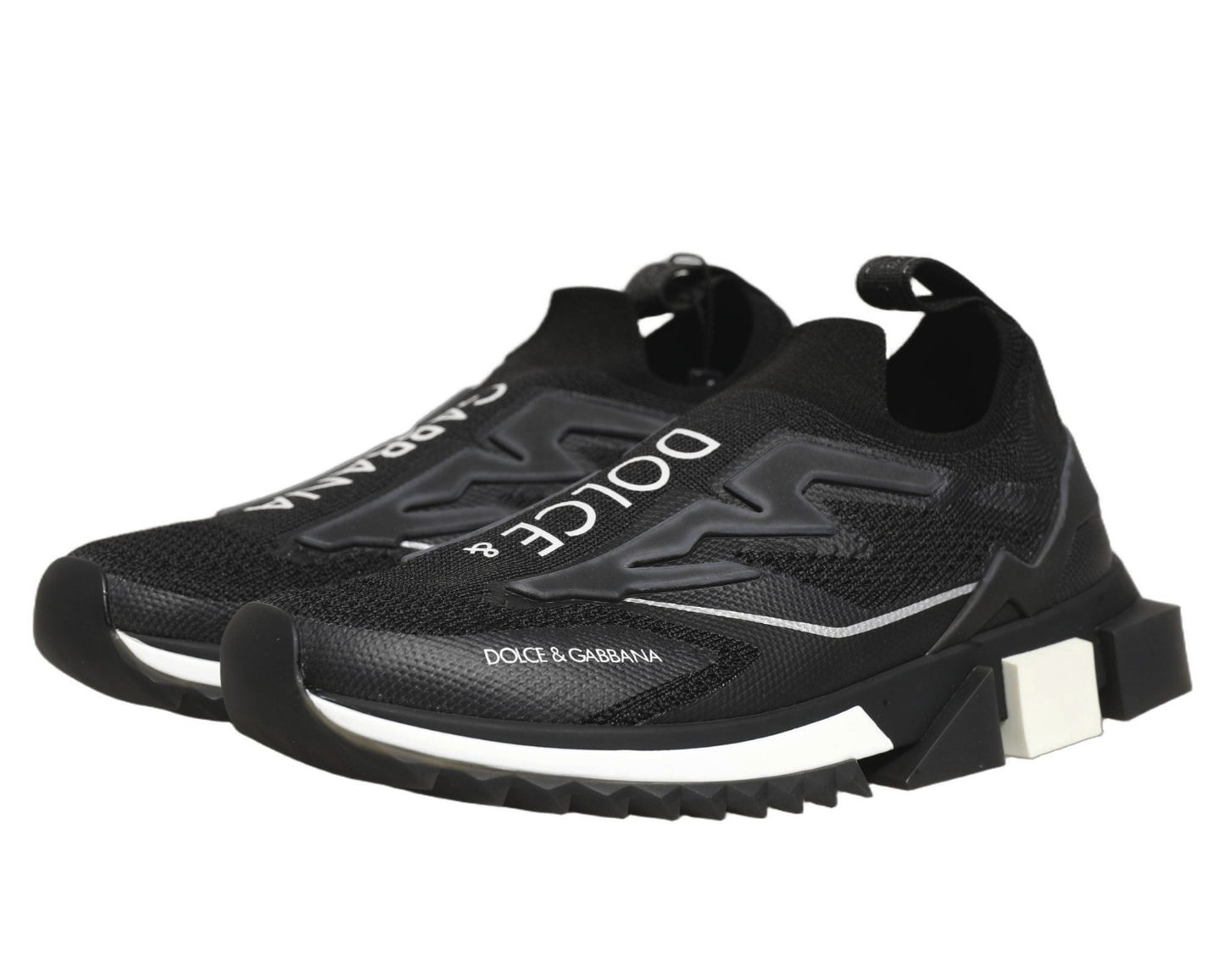 Dolce & Gabbana Schwarze und Weiße Sorrento Slip-On Logo Sneaker Schuhe
