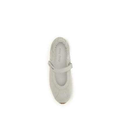 Miu Miu Weiße Kalbsleder Ballerinas Bos Taurus